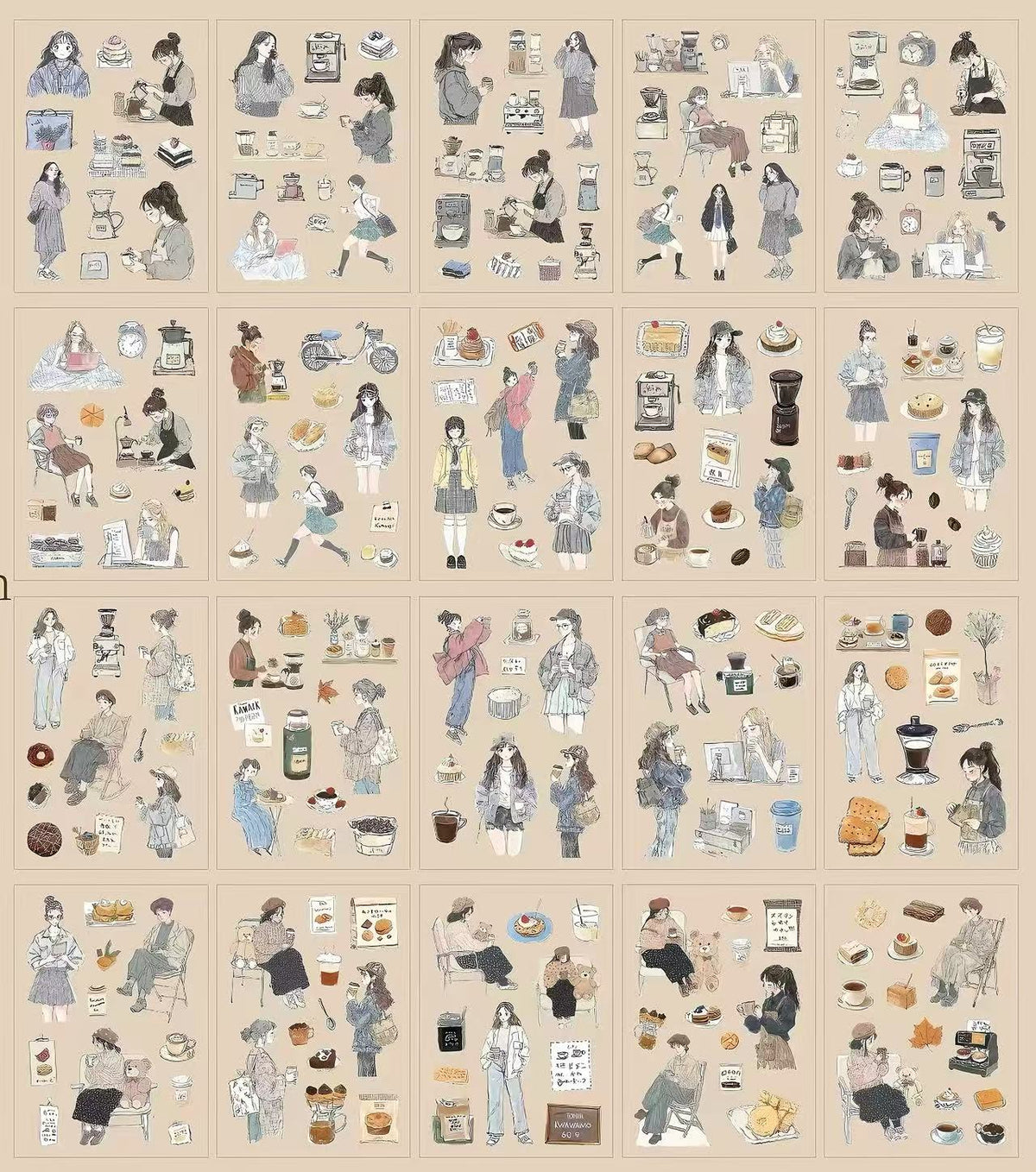 Multi-Scene Girl Ephemera PET Sticker
