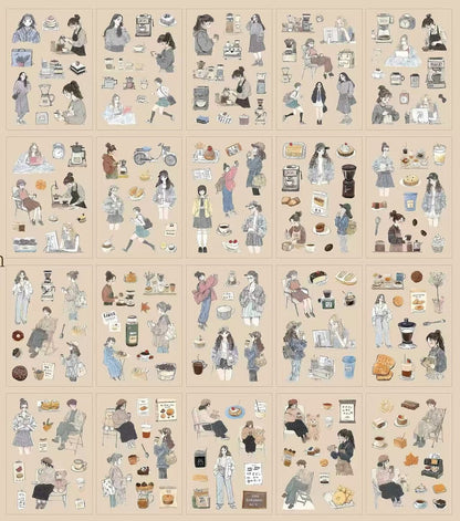 Multi-Scene Girl Ephemera PET Sticker