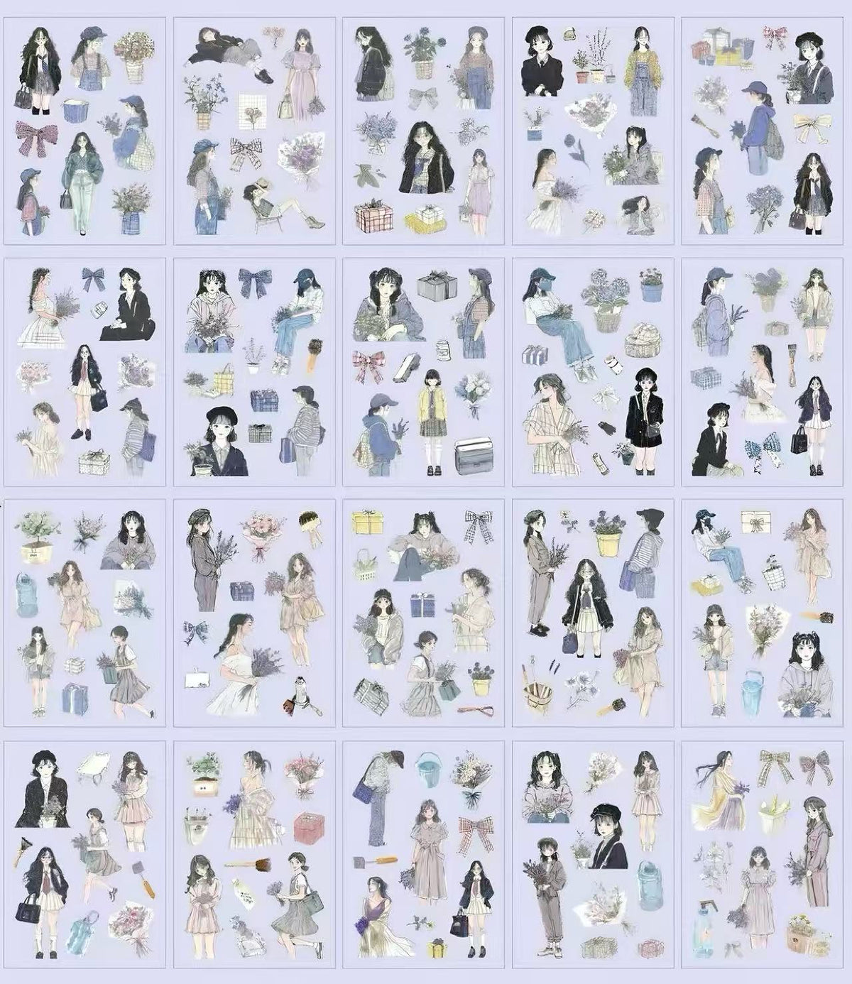 Multi-Scene Girl Ephemera PET Sticker