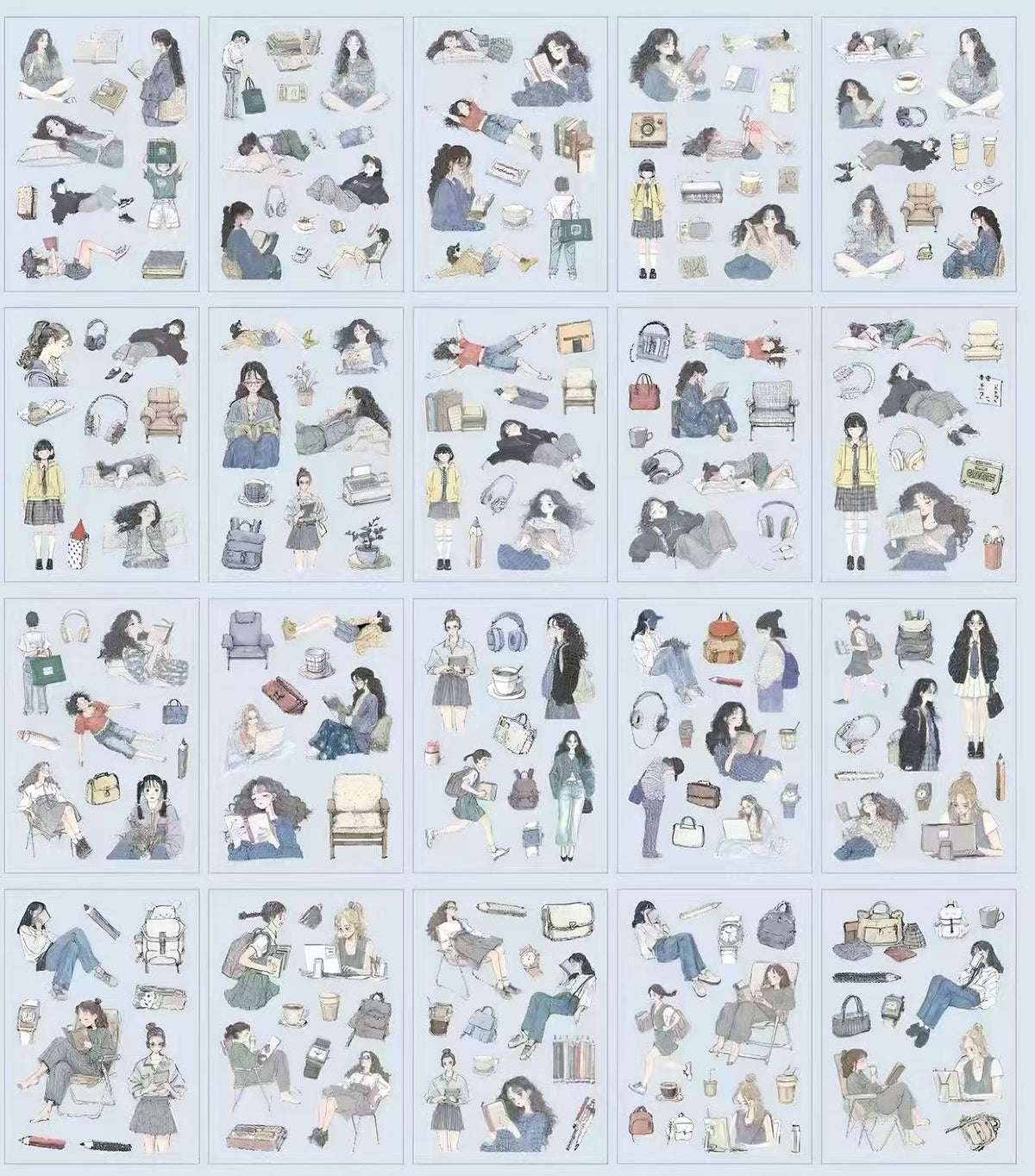 Multi-Scene Girl Ephemera PET Sticker