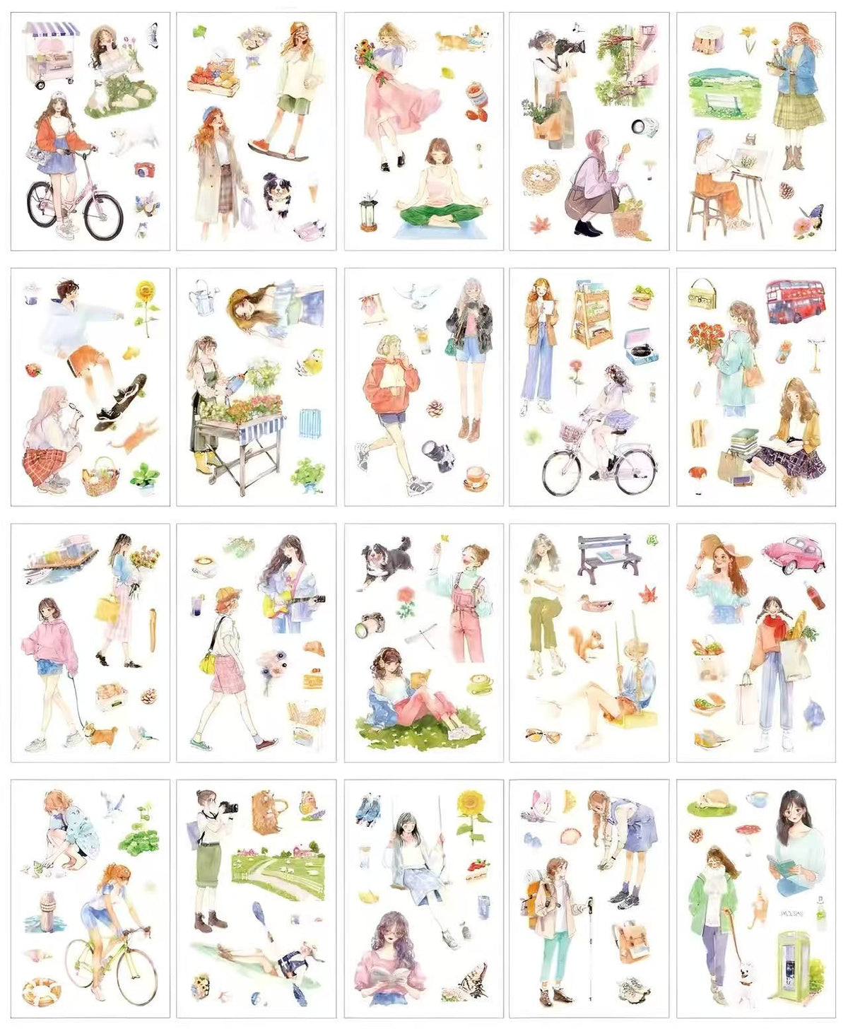 Multi-Scene Girl Ephemera PET Sticker