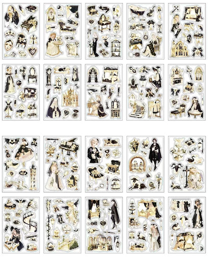 Gothic Vintage Witch & Castle PET Journal Sticker