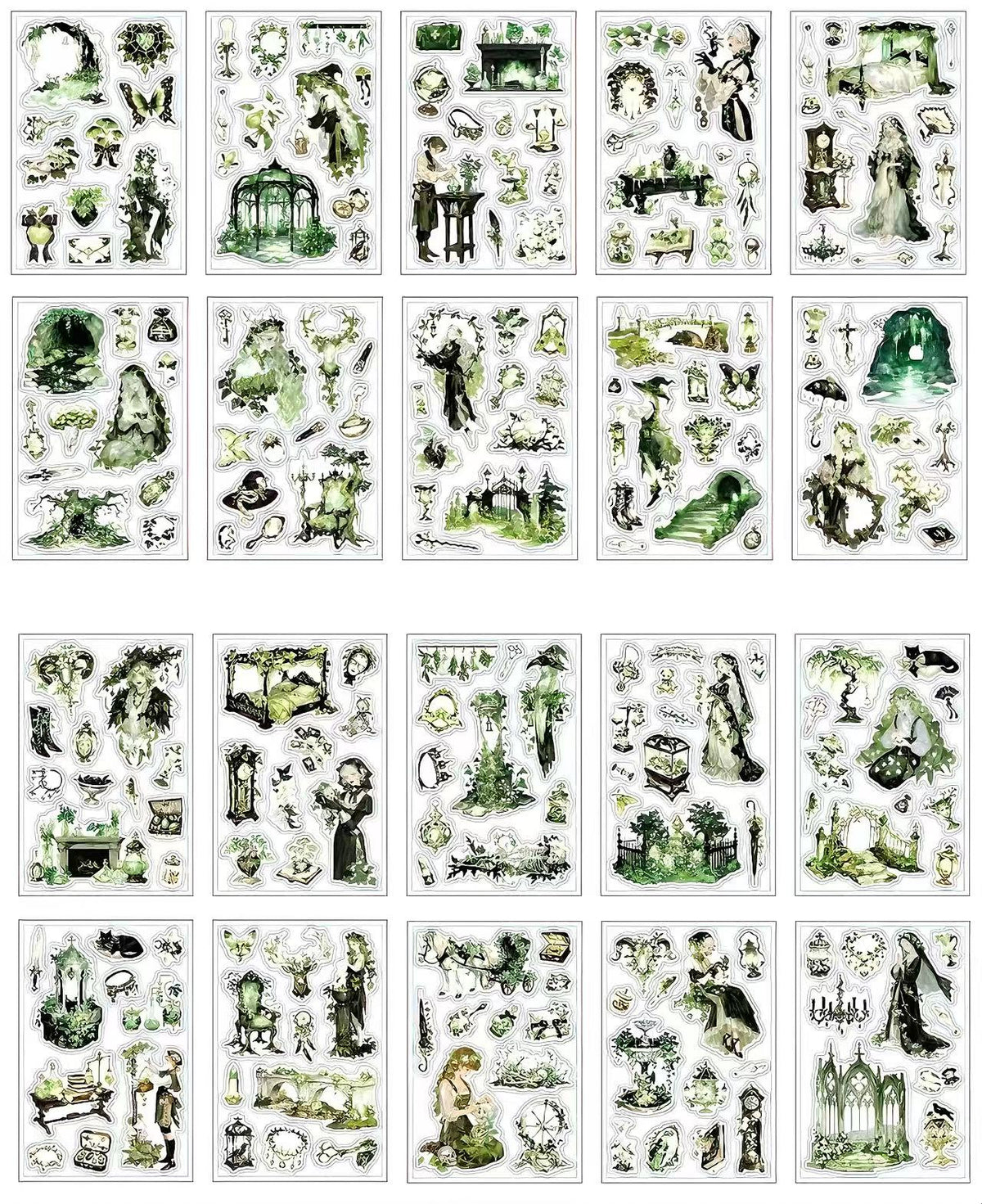 Gothic Vintage Witch & Castle PET Journal Sticker