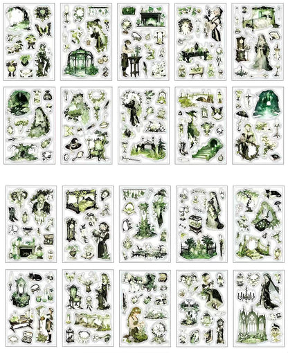Gothic Vintage Witch & Castle PET Journal Sticker