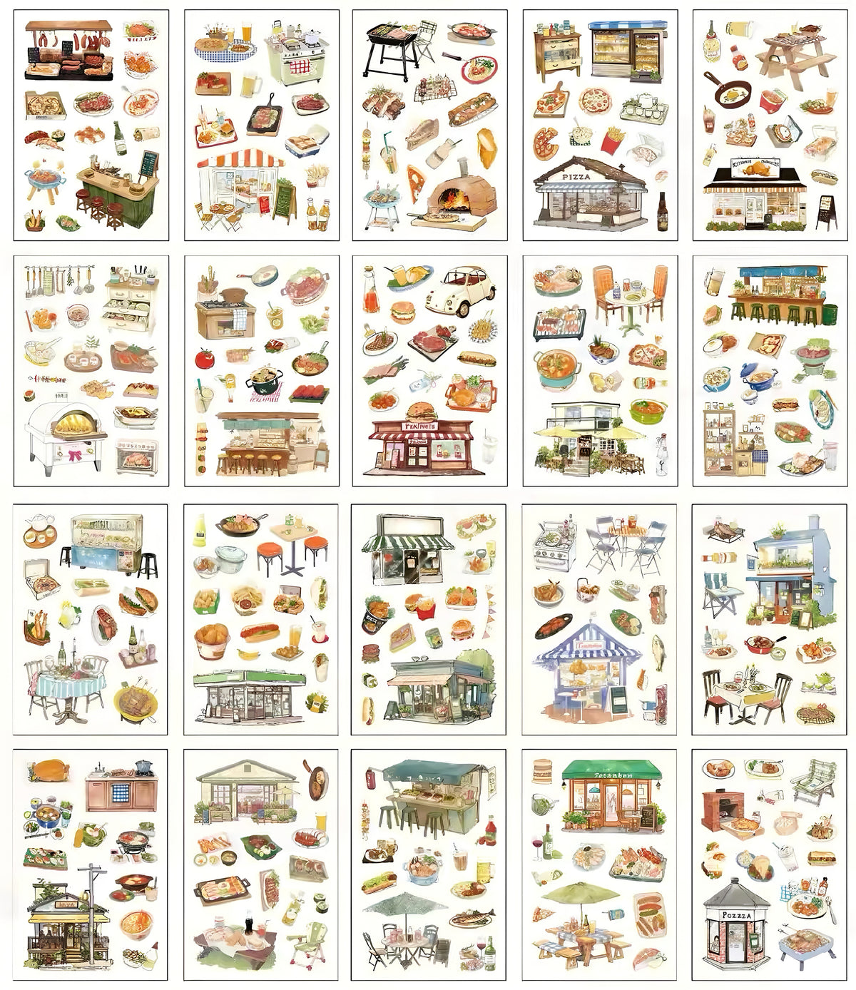4 Styles Food Store Die Cut Sticker