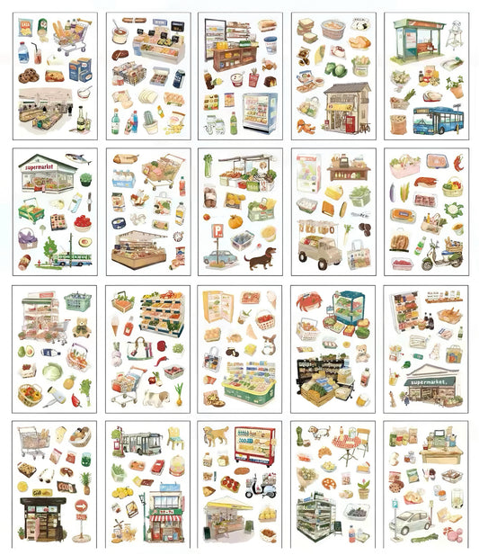 4 Styles Food Store Die Cut Sticker