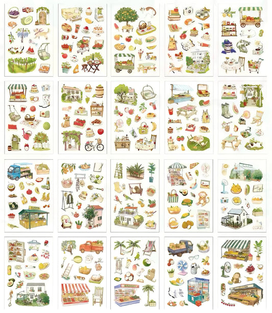 4 Styles Food Store Die Cut Sticker