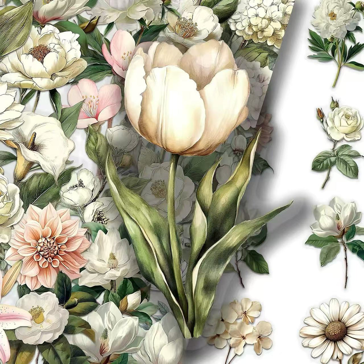 Individual Decorative Floral PET Sticker