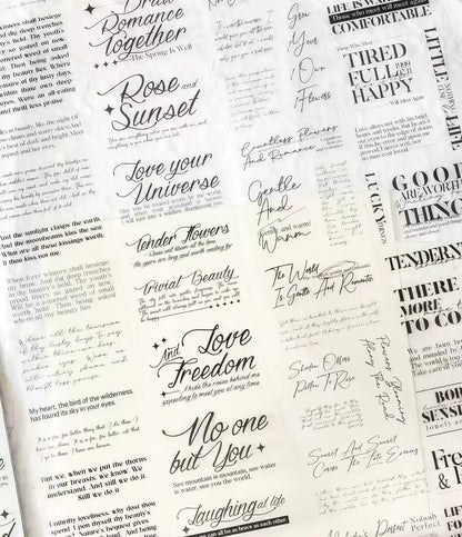 Artistic English Quote PET Die-Cut Tape