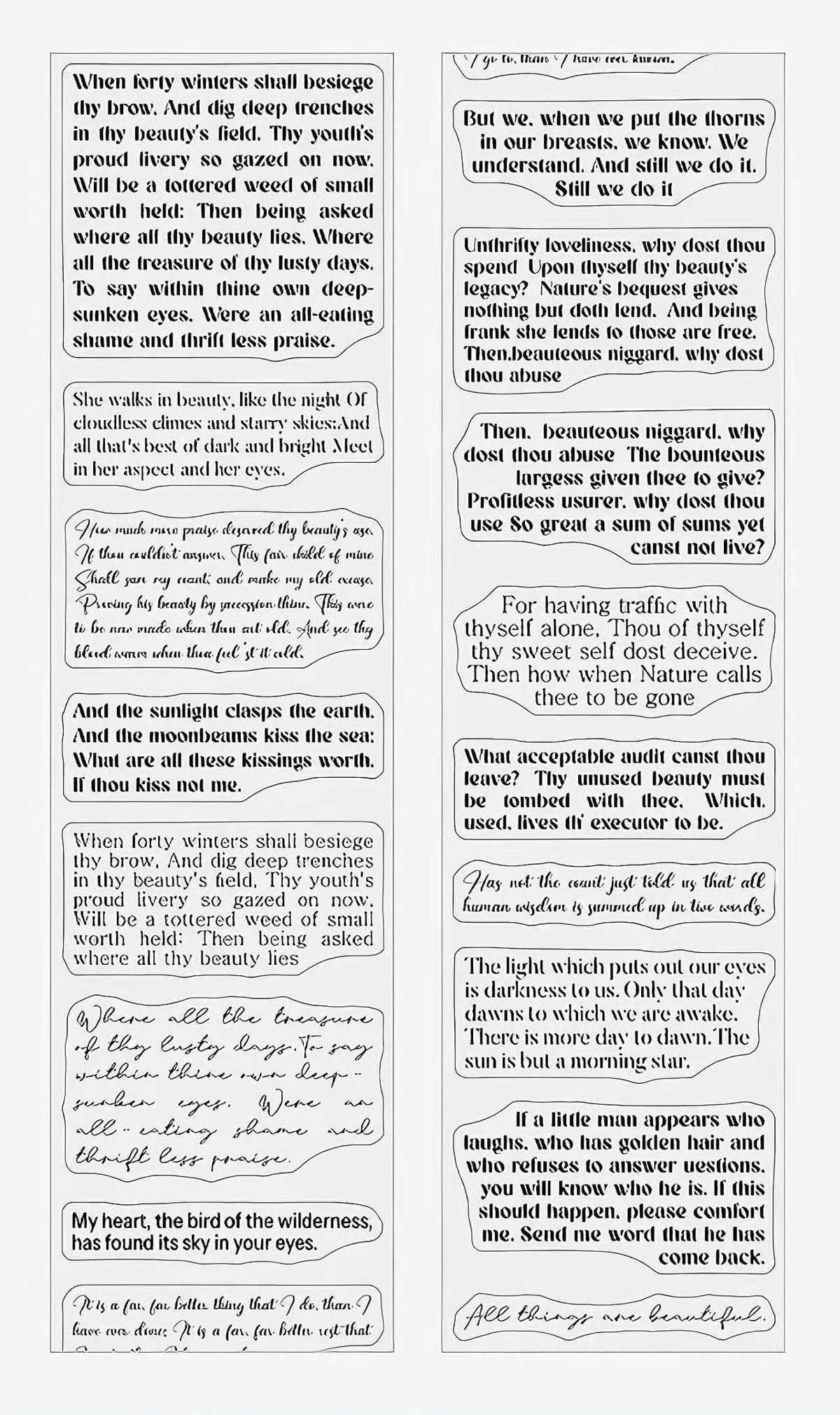Artistic English Quote PET Die-Cut Tape