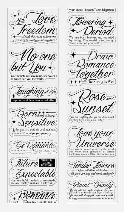 Artistic English Quote PET Die-Cut Tape