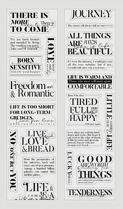 Artistic English Quote PET Die-Cut Tape