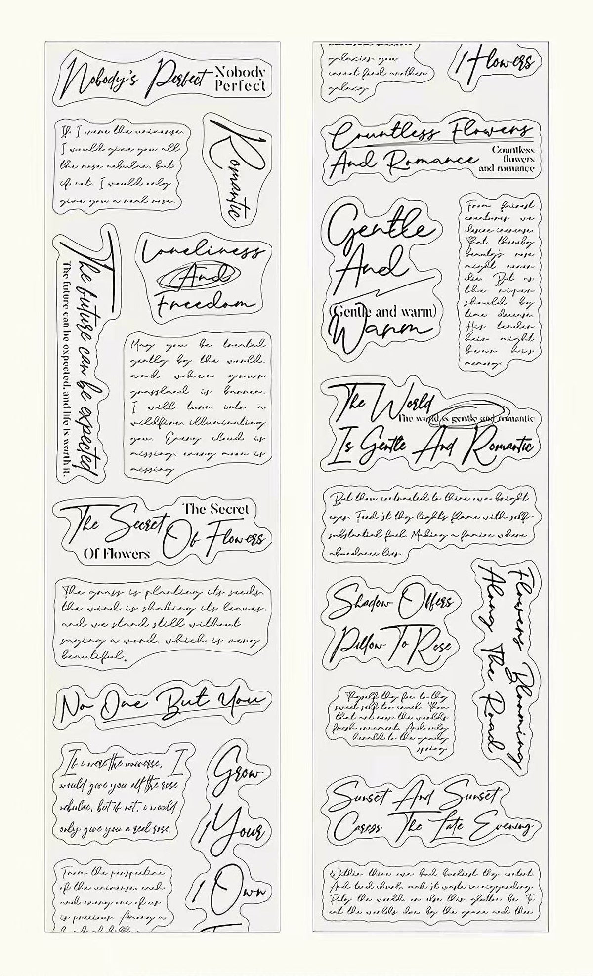 Artistic English Quote PET Die-Cut Tape