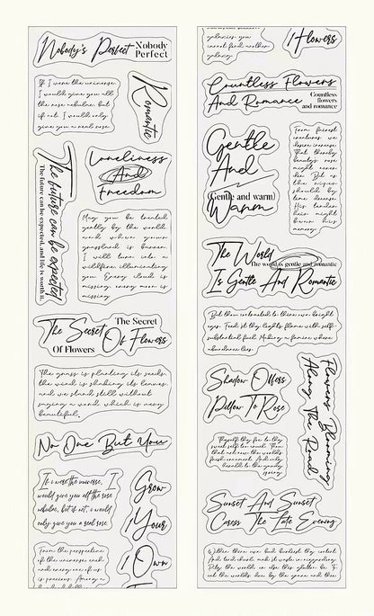 Artistic English Quote PET Die-Cut Tape