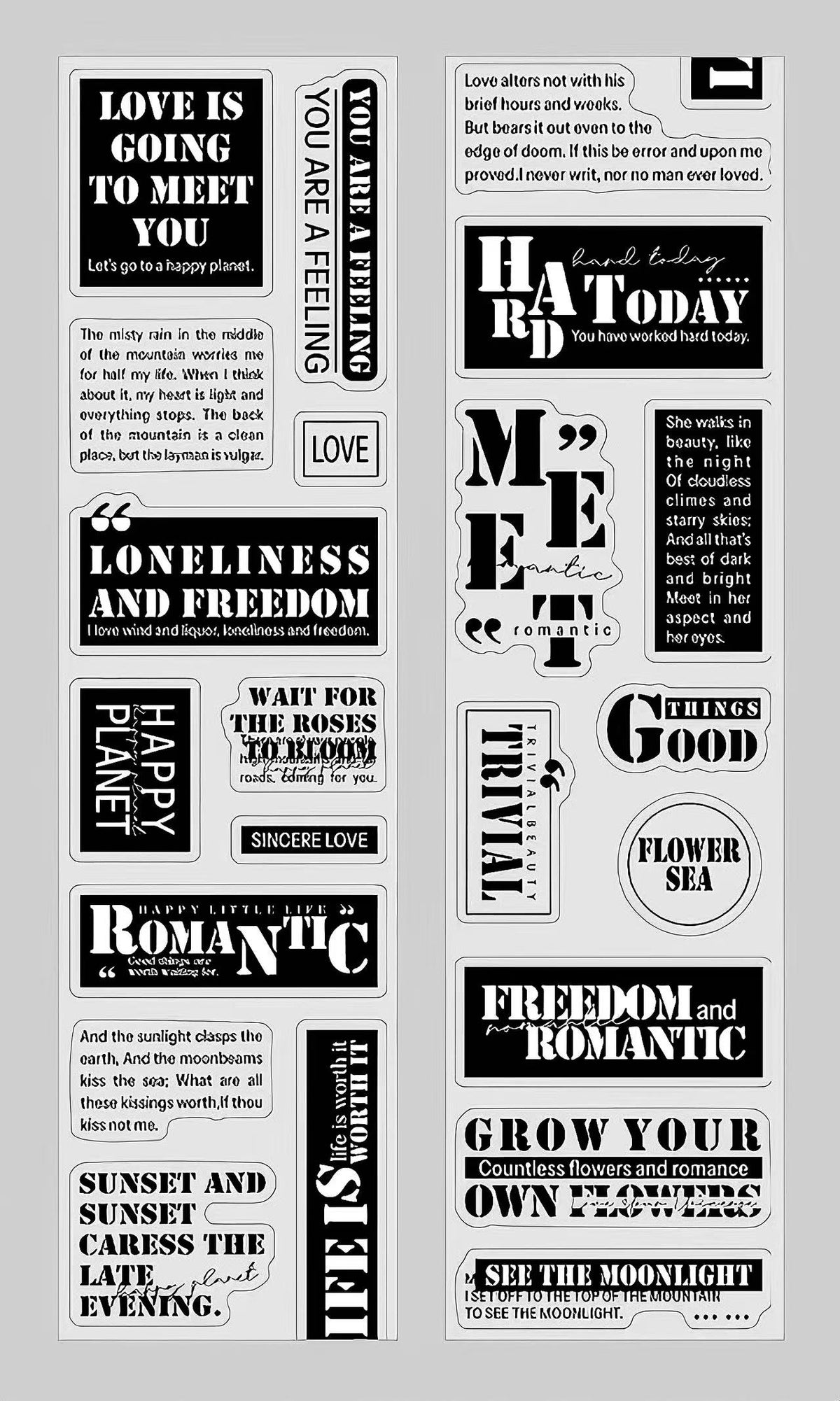Artistic English Quote PET Die-Cut Tape