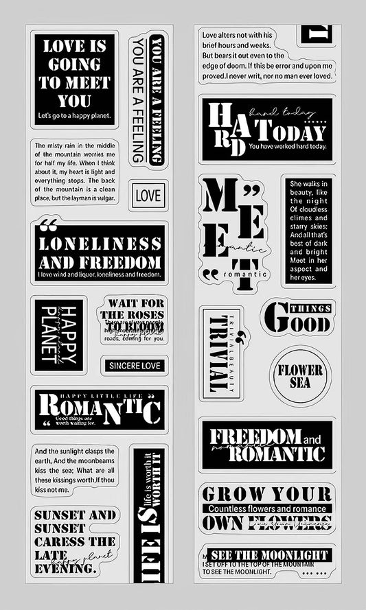 Artistic English Quote PET Die-Cut Tape