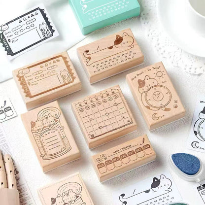 Cute Cat Wooden Stamp