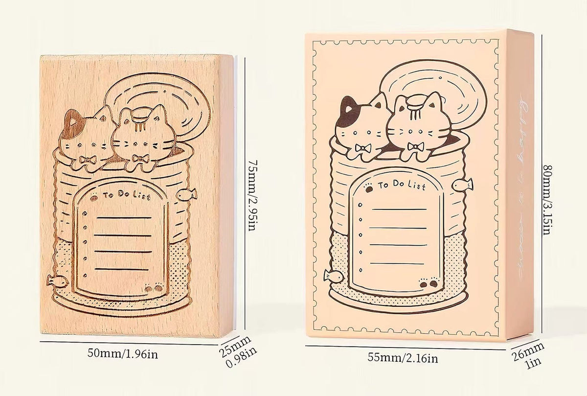 Cute Cat Wooden Stamp
