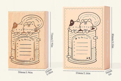Cute Cat Wooden Stamp