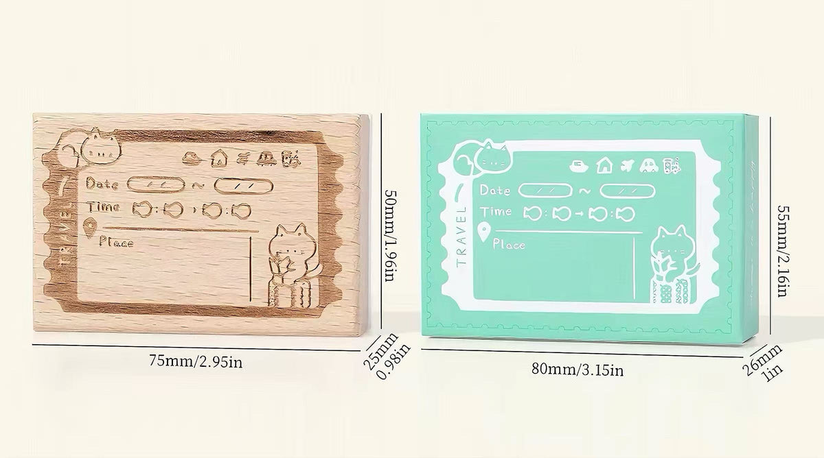 Cute Cat Wooden Stamp