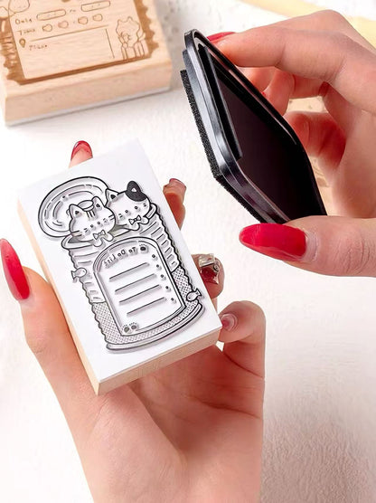 Cute Cat Wooden Stamp