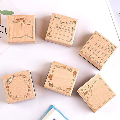 Hand-Drawn Animal Frame Wooden Stamp