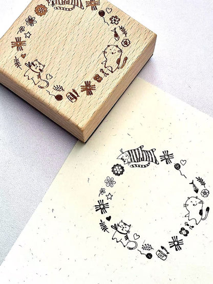 Hand-Drawn Animal Frame Wooden Stamp