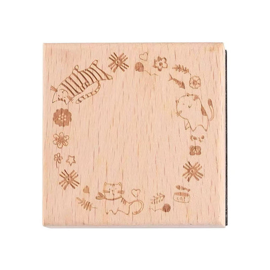 Hand-Drawn Animal Frame Wooden Stamp