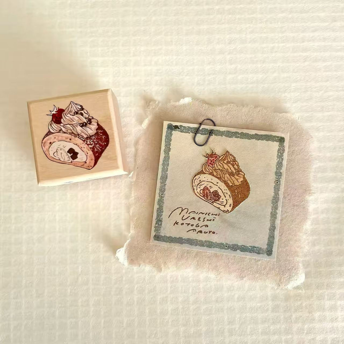 Hand-drawn Dessert & Porcelain Plate Wooden Stamp
