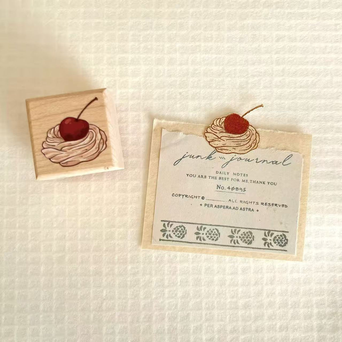 Hand-drawn Dessert & Porcelain Plate Wooden Stamp