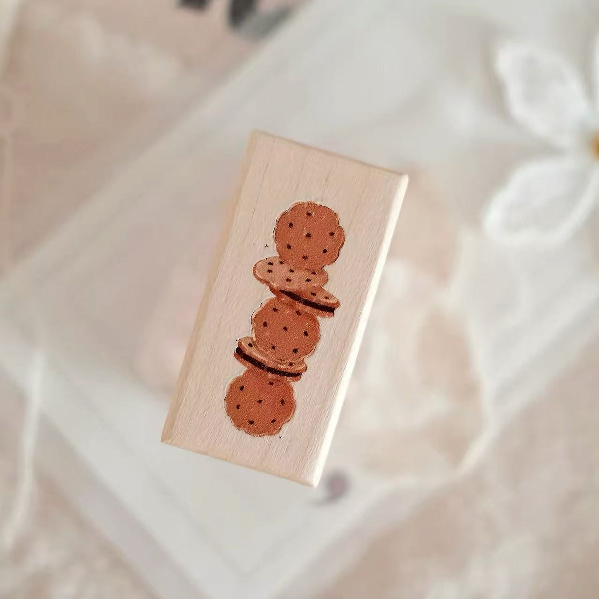 Vintage Dessert Tableware Wooden Rubber Stamp