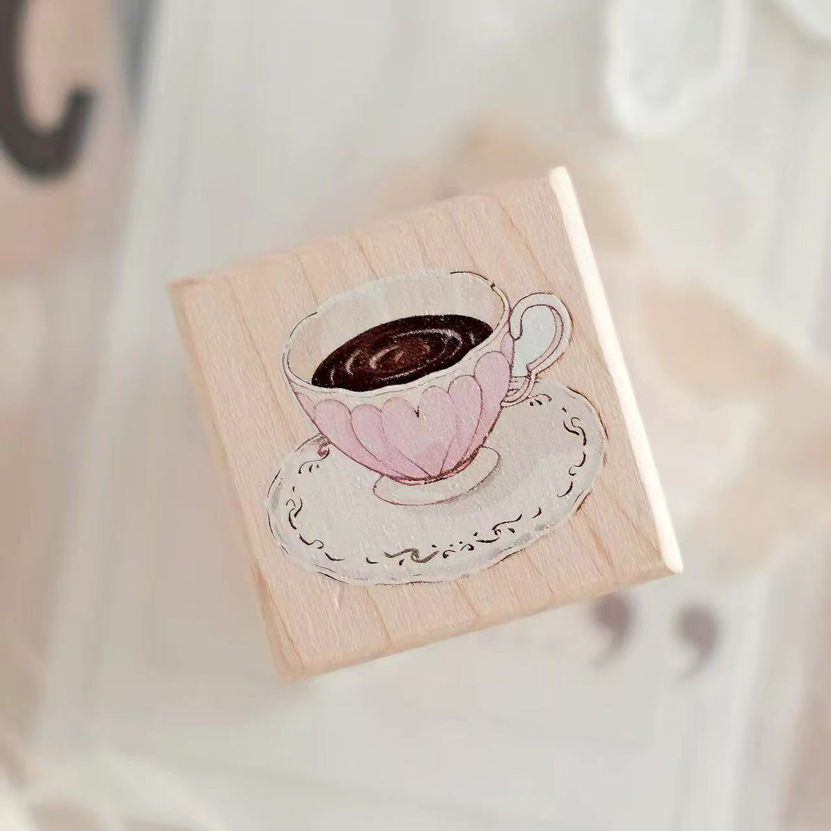 Vintage Dessert Tableware Wooden Rubber Stamp