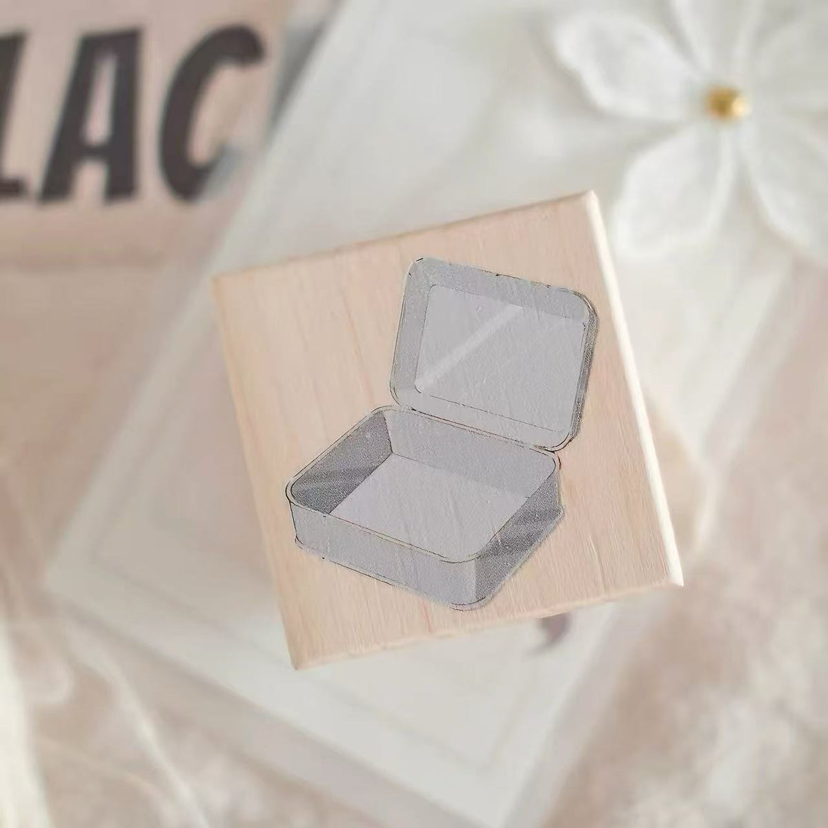 Vintage Dessert Tableware Wooden Rubber Stamp