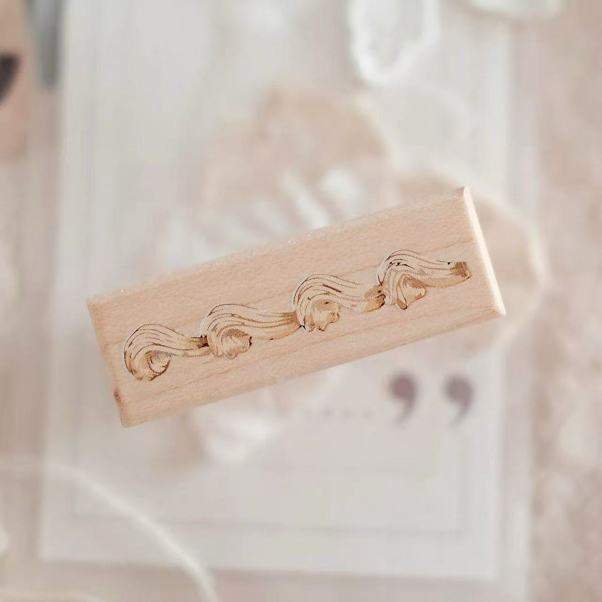 Vintage Dessert Tableware Wooden Rubber Stamp