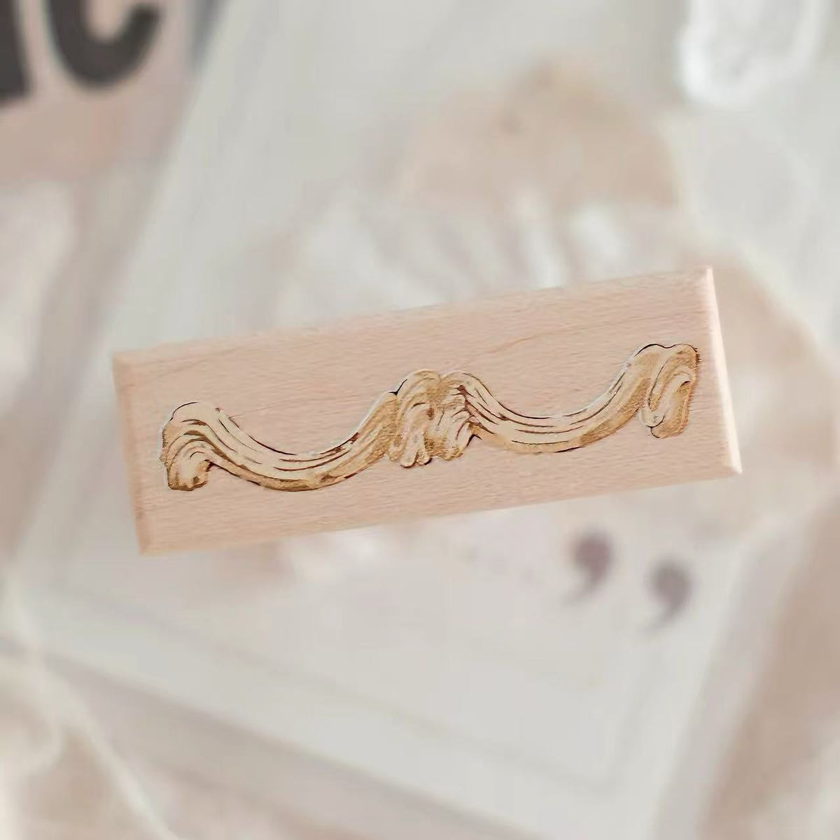 Vintage Dessert Tableware Wooden Rubber Stamp