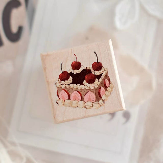 Vintage Dessert Tableware Wooden Rubber Stamp