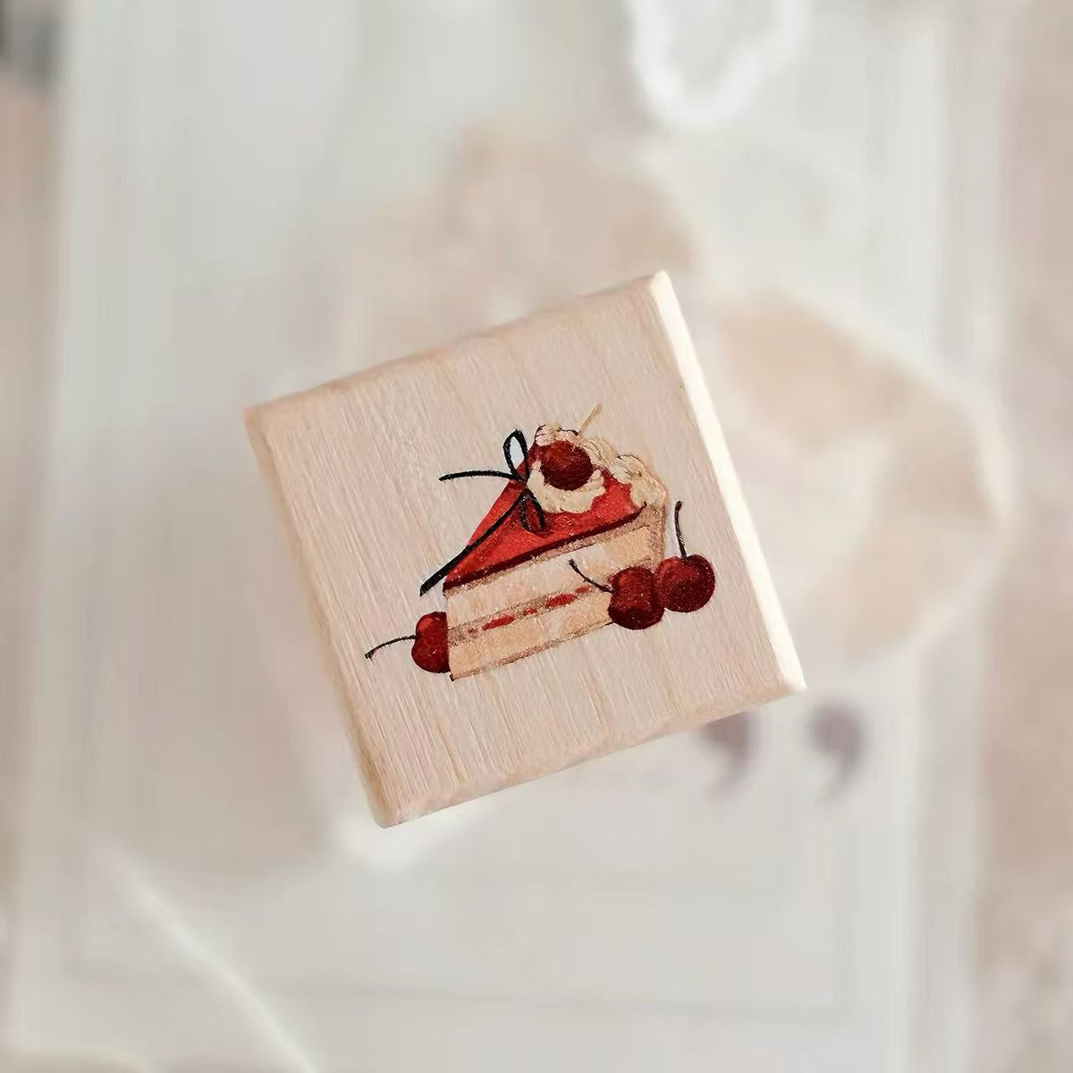 Vintage Dessert Tableware Wooden Rubber Stamp
