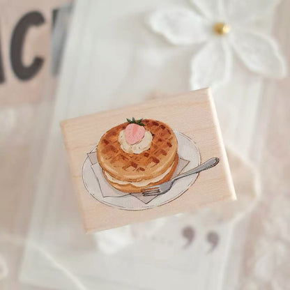 Vintage Dessert Tableware Wooden Rubber Stamp