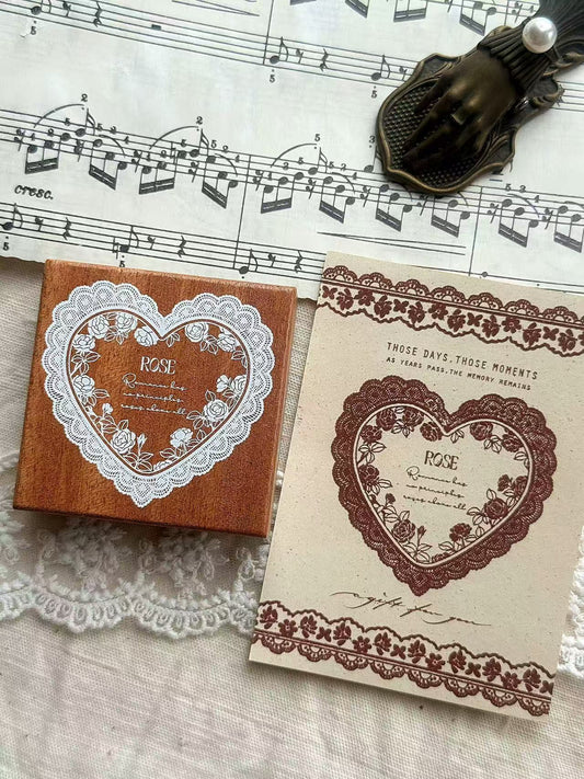Lace & Bow Wooden Rubber Stamp