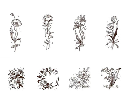 Art Floral Wooden Rubber Stamp