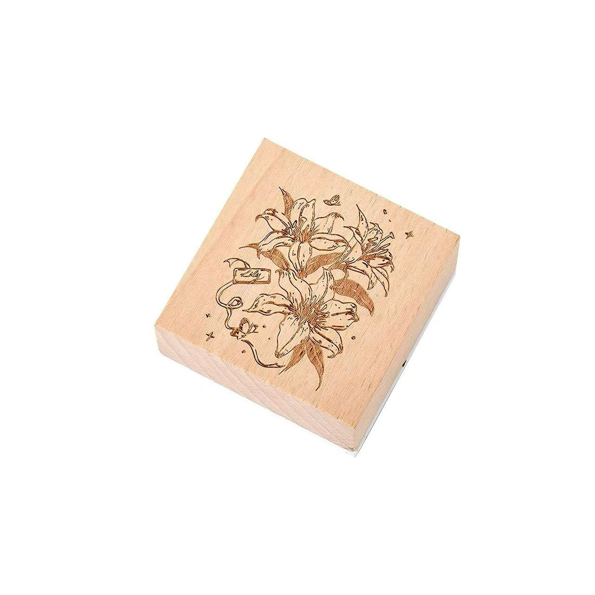 Art Floral Wooden Rubber Stamp