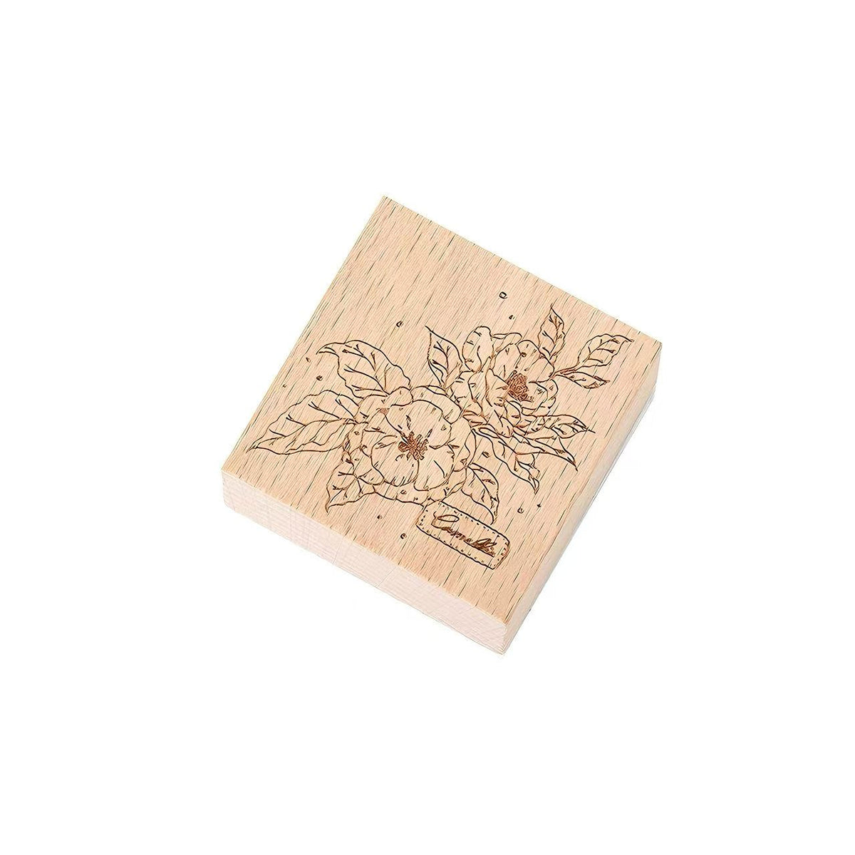 Art Floral Wooden Rubber Stamp