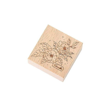 Art Floral Wooden Rubber Stamp