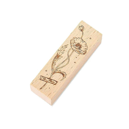 Art Floral Wooden Rubber Stamp