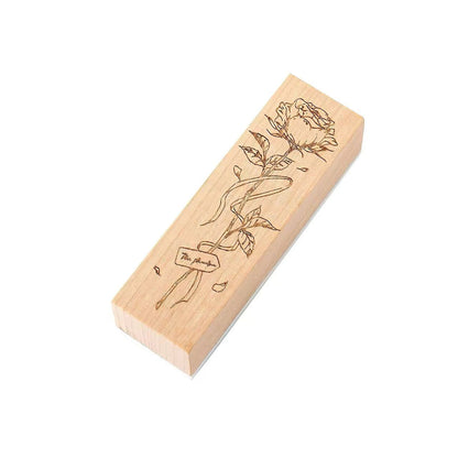 Art Floral Wooden Rubber Stamp