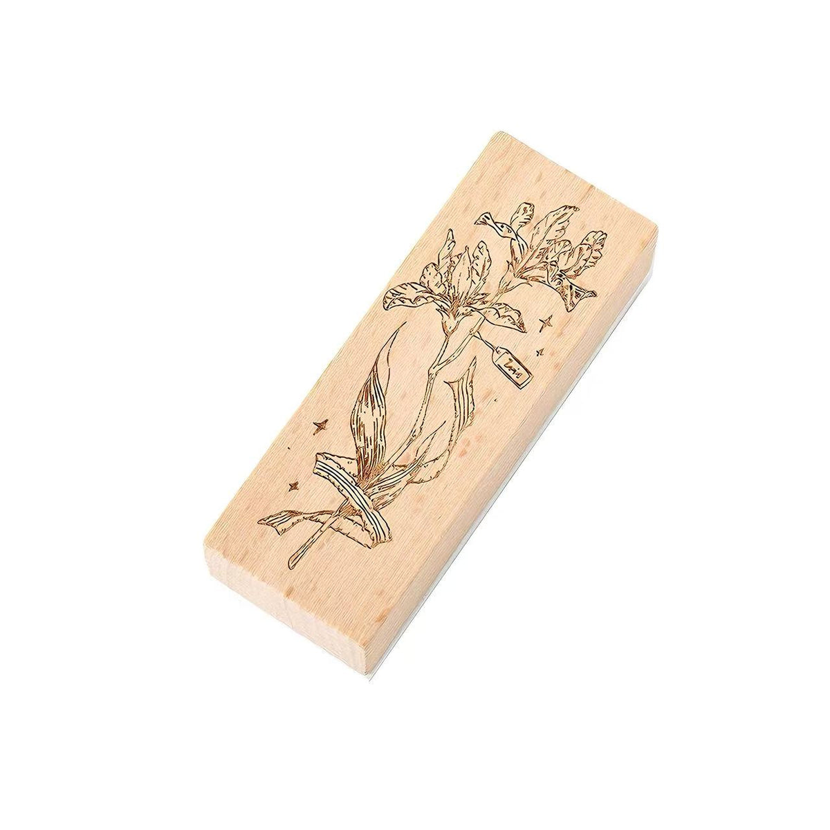 Art Floral Wooden Rubber Stamp