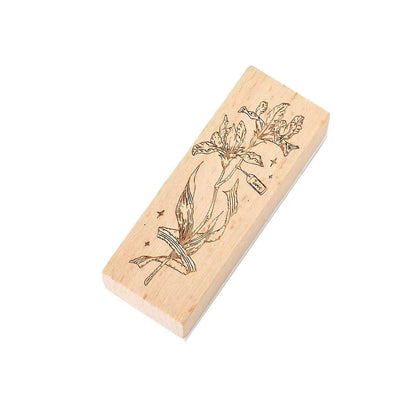 Art Floral Wooden Rubber Stamp