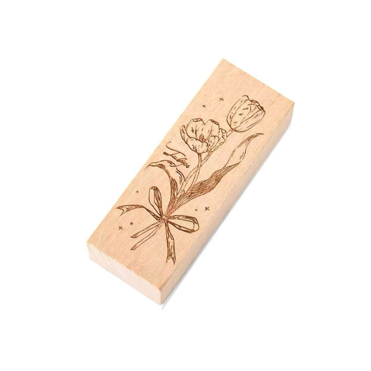 Art Floral Wooden Rubber Stamp