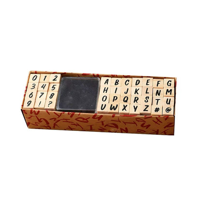 7 Styles Wooden Alphabet & Letters Numbers & Symbols Rubber Stamp