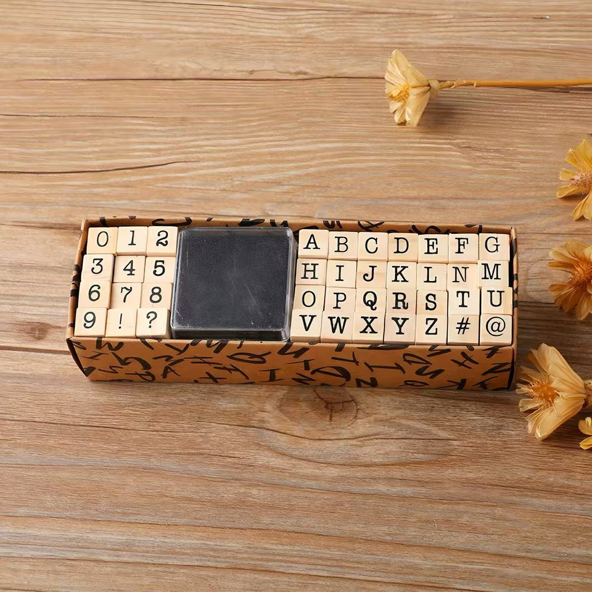 7 Styles Wooden Alphabet & Letters Numbers & Symbols Rubber Stamp